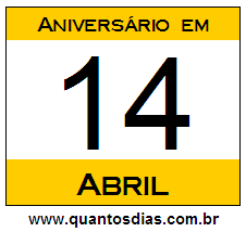 Contagem Regressiva Para Aniversário de Quem Nasceu em 14 de Abril Quantos Dias Para Aniversário Quem Nasceu em 14 de Abril