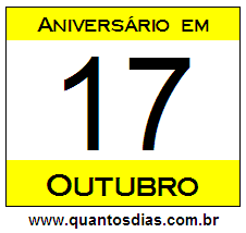 Contagem Regressiva Para Aniversário de Quem Nasceu em 17 de Outubro Quantos Dias Para Aniversário Quem Nasceu em 17 de Outubro