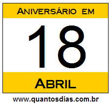 Quantos Dias Para Aniversário Quem Nasceu em 18 de Abril