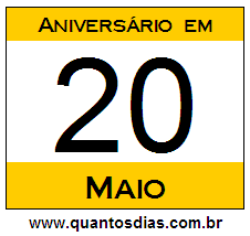 Quantos Dias Para Aniversário Quem Nasceu em 20 de Maio