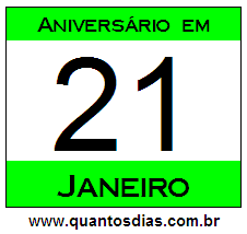 Quantos Dias Para Aniversário Quem Nasceu em 21 de Janeiro