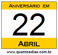 Contagem Regressiva Para Aniversário de Quem Nasceu em 22 de Abril Quantos Dias Para Aniversário Quem Nasceu em 22 de Abril