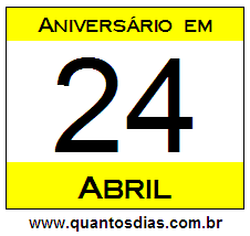 Contagem Regressiva Para Aniversário de Quem Nasceu em 24 de Abril Quantos Dias Para Aniversário Quem Nasceu em 24 de Abril