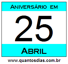 Contagem Regressiva Para Aniversário de Quem Nasceu em 25 de Abril Quantos Dias Para Aniversário Quem Nasceu em 25 de Abril