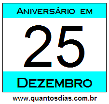 Contagem Regressiva Para Aniversário de Quem Nasceu em 25 de Dezembro Quantos Dias Para Aniversário Quem Nasceu em 25 de Dezembro