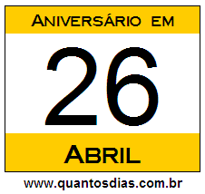 Contagem Regressiva Para Aniversário de Quem Nasceu em 26 de Abril Quantos Dias Para Aniversário Quem Nasceu em 26 de Abril