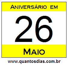 Contagem Regressiva Para Aniversário de Quem Nasceu em 26 de Maio Quantos Dias Para Aniversário Quem Nasceu em 26 de Maio