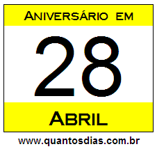 Contagem Regressiva Para Aniversário de Quem Nasceu em 28 de Abril Quantos Dias Para Aniversário Quem Nasceu em 28 de Abril