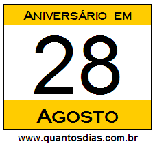 Contagem Regressiva Para Aniversário de Quem Nasceu em 28 de Agosto Quantos Dias Para Aniversário Quem Nasceu em 28 de Agosto