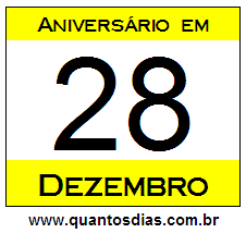 Quantos Dias Para Aniversário Quem Nasceu em 28 de Dezembro