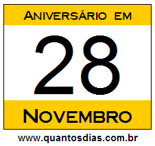 Quantos Dias Para Aniversário Quem Nasceu em 28 de Novembro