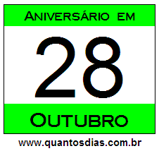 Contagem Regressiva Para Aniversário de Quem Nasceu em 28 de Outubro Quantos Dias Para Aniversário Quem Nasceu em 28 de Outubro