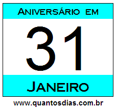 Quantos Dias Para Aniversário Quem Nasceu em 31 de Janeiro