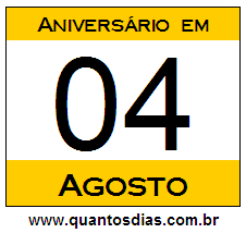 Contagem Regressiva Para Aniversário de Quem Nasceu em 4 de Agosto Quantos Dias Para Aniversário Quem Nasceu em 4 de Agosto
