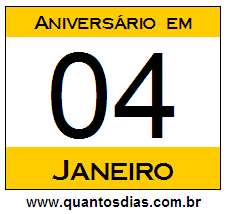 Quantos Dias Para Aniversário Quem Nasceu em 4 de Janeiro